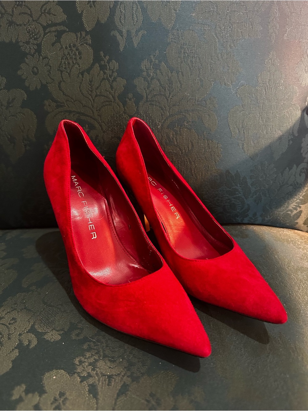 Marc Fisher Red Suede Pointed Pumps